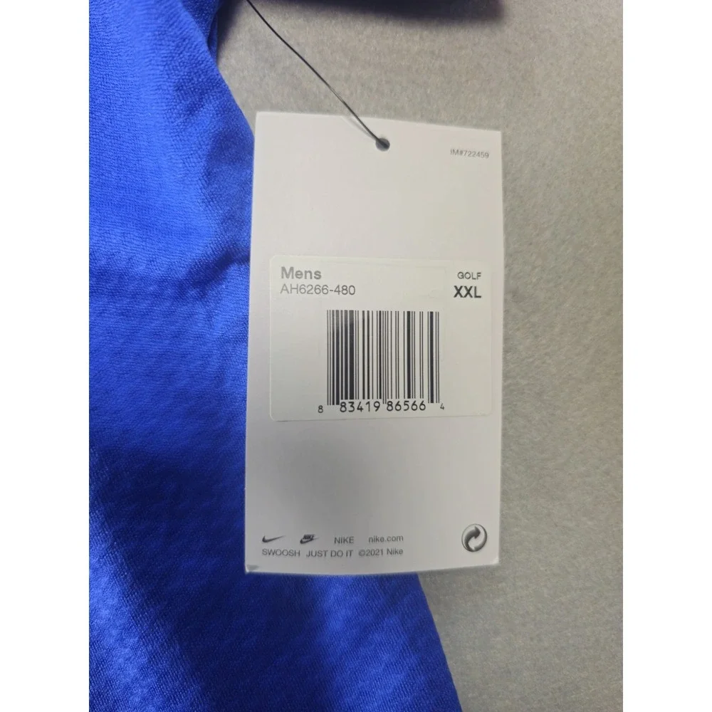 Nike Golf Polo Men 2XL Blue NWT Dri-FIT Hex Textured AH6266-480 Embroidered